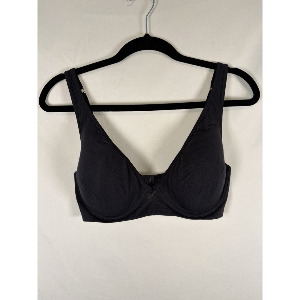 ThirdLove 36D 24/7 Cotton Plunge Bra Underwire Adjustable Straps Black